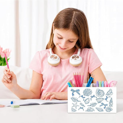 Blue Coastal Beach Pen Pencil Holder for Desk, Bow Pencil Holders Wooden Box Organizer for Home Office Bedroom Desk Tabletop
