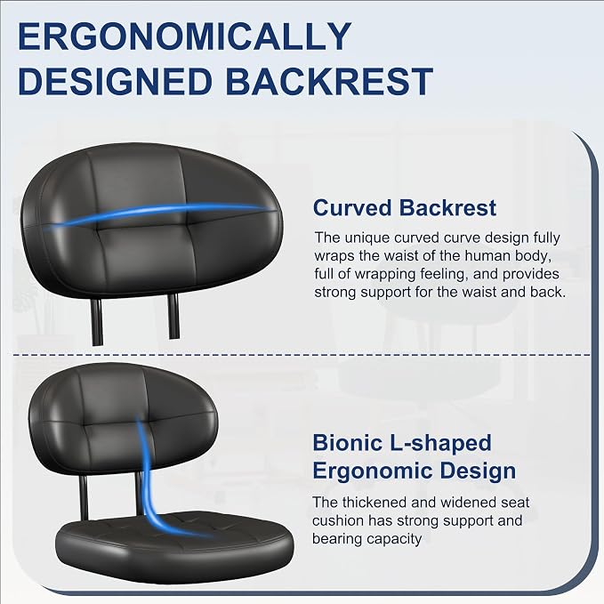 Misolant Armless Drafting Chair, Tall Office Chair no Wheels with Footrest Ring for Standing Desk, Small Faux Leather Executive Chair with Adjustable Height for Bar Counter Desk Black