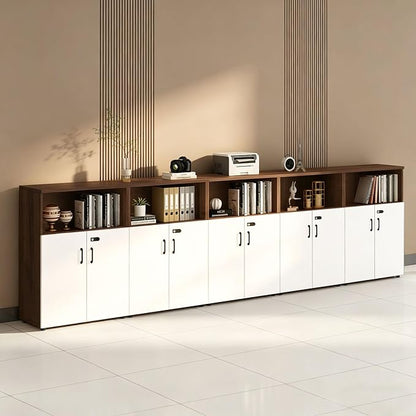 File Cabinet with Password Lock, Wood Lateral Filing Cabinet for Letter/A4 Files, 3 Drawer with Door, Printer Stand with Open Shelves for Home Office