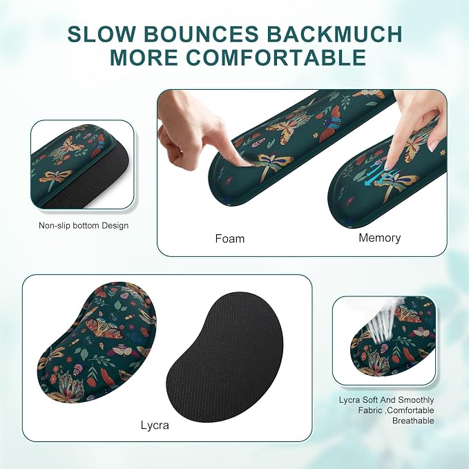 iCasso Large Mouse pad for Desk, Computer Desk Mat, 3Pcs XXL Keyboard and Mouse Pad + Keyboard Wrist Rest, Desk Matt for Desktop, Easy Typing Pain Relief Ultra Thick Mousepad Keyboard Mat(Green)
