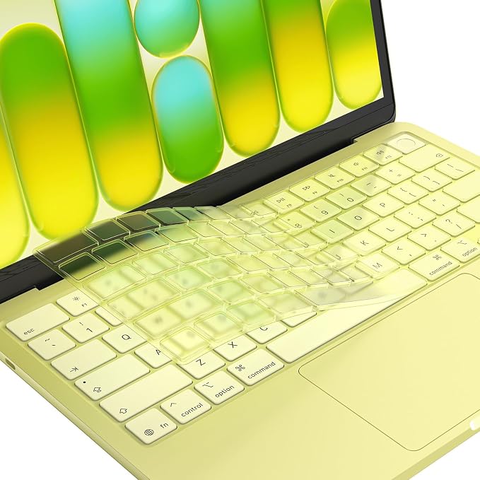 EooCoo Premium Keyboard Cover Skin Protector, Laptop Accessories Compatible with 2026 2025 2024 2023 2022 2021 M5-M1 Pro/Max MacBook Pro 14/16, M5-M2 MacBook Air 13/15, 2026 Mac Neo 13, Citrus Clear