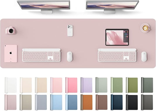YSAGi Leather Desk Protector, Office Mat, Large Mouse Mat, Non-Slip PU Leather Blotter, Laptop Desk Mat, Waterproof Writing Pad for Office and Home(Grayish Lavender, 63" x 17.2")
