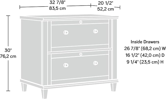 Sauder Hammond 2 Drawer Lateral File Cabinet for Home Office, Filing Cabinet with Lock, in Emery Oak