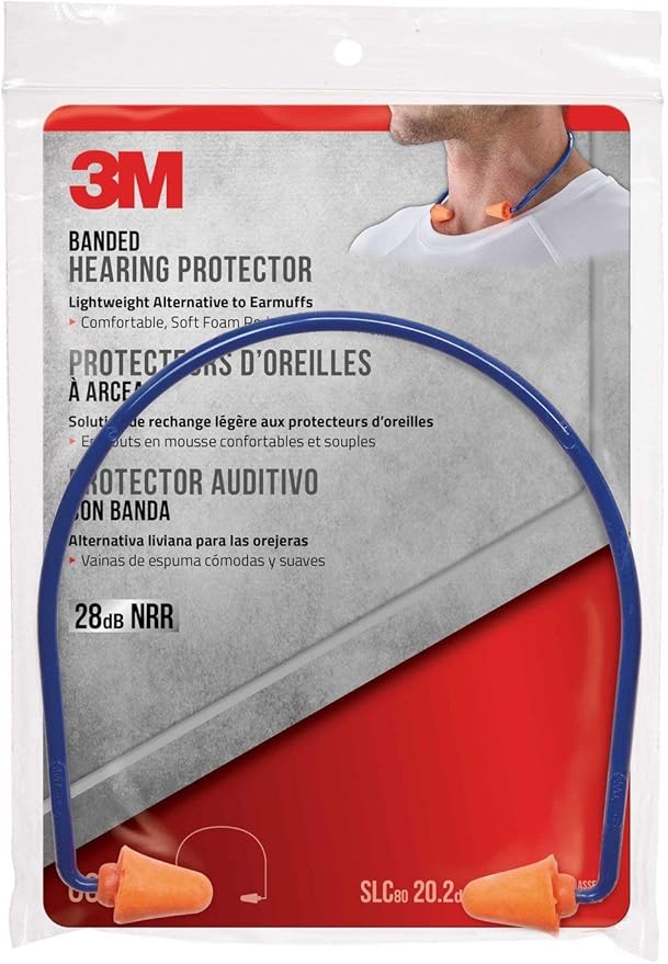 3M Banded Hearing Protector, Noise Reduction Rating (NRR) 28 dB, Lightweight Alternative To Earmuffs, Easy To Insert & Remove, Soft & Flexible Foam Ear Plugs, Convenient Earplugs (90537H1-DC)