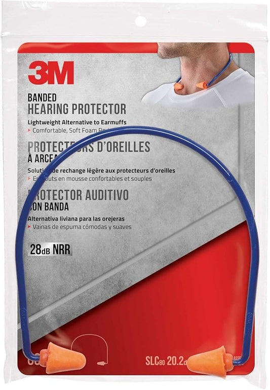 3M Banded Hearing Protector, Noise Reduction Rating (NRR) 28 dB, Lightweight Alternative To Earmuffs, Easy To Insert & Remove, Soft & Flexible Foam Ear Plugs, Convenient Earplugs (90537H1-DC)