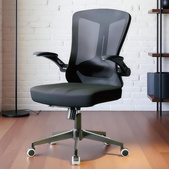 Ergonomic Office Chair - 350LB Comfy Desk Chairs with Lumbar Back Support, Mesh Computer Chairs with Wheels and Arms for Home Office, Study (Black-Without Headrest)