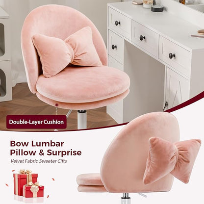 COMHOMA Vanity Chair with Velvet Fabric, Small Tall Armless Chair with Back, Cute Candy Chair for Girls Gift Living Room/Makeup Room/Bedroom/Kitchen (Height Use: Adjustable from Desk to Bar Height)