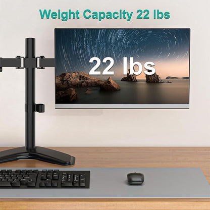 WALI Dual Monitor Stand for Desk, Monitor Stands for 2 Monitors up to 27 inch, Dual Monitors Mount Fits up to 22lbs, Free Standing Full Motion Dual Monitors Arm for Desk (MF002), Black