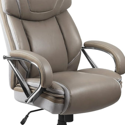 Flash Furniture HERCULES Series Big & Tall 500 lb. Rated Taupe LeatherSoft Executive Swivel Ergonomic Office Chair with Extra Wide Seat