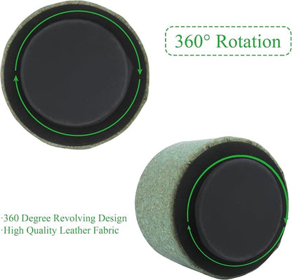 Round Leather Art Supply Organizer,Remote Control Holder,360 Degree Spinning,Multi-Functional Pencil Holder,4 Compartments Desktop Stationary Organizer(1-Soft Green)