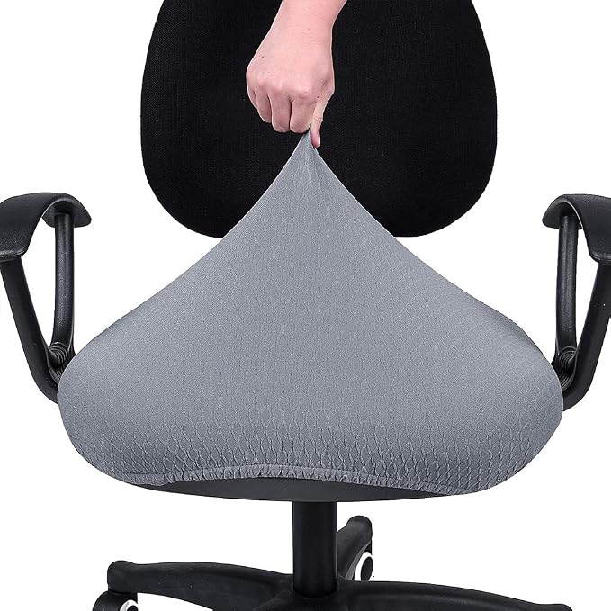 Smiry Stretch Jacquard Office Computer Chair Seat Covers, Removable Washable Anti-dust Desk Chair Seat Cushion Protectors - Grey