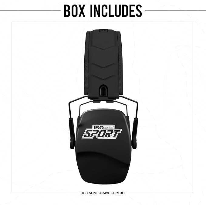 ISOtunes DEFY Slim Passive Earmuffs: Noise Isolating Over-Ear Hearing Protection with Foam Cushions, and Adjustable Headband