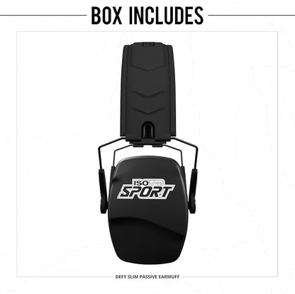 ISOtunes DEFY Slim Passive Earmuffs: Noise Isolating Over-Ear Hearing Protection with Foam Cushions, and Adjustable Headband