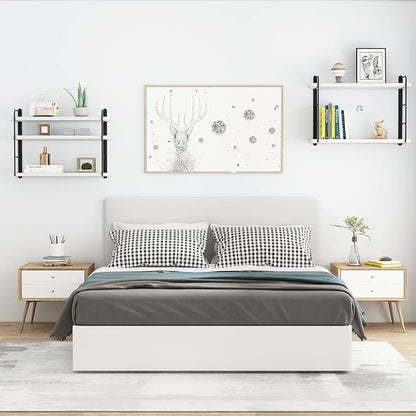 MXCSE Wall Shelves, Wall Mounted Bookshelves, DIY Floating Shelves for Wall, Wood Hanging Book Shelves for Room, Bedroom, Living Room, Easy Installation (White, 50W x 17H)