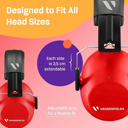 Vanderfields Hearing Protection Ear Muffs - Over 31 dB (2K Hz) Broad Noise Cancelling Sound Reduction Earmuffs for Kids 3-12