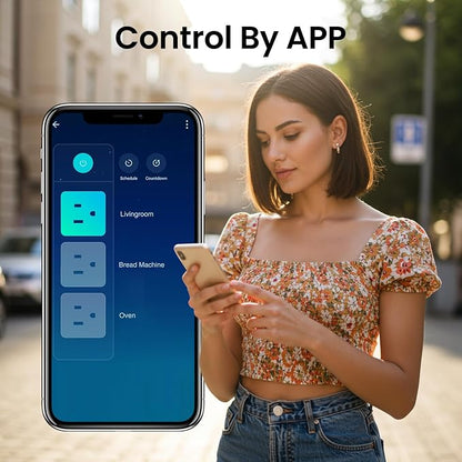 GHome Smart Power Strip with 3 WiFi Outlets & 3 USB Ports, ETL Listed Smart Surge Protector, Works with Alexa & Google, Individual Control WiFi Outlet Strip 4Ft Extension Cord for Home Office & Travel