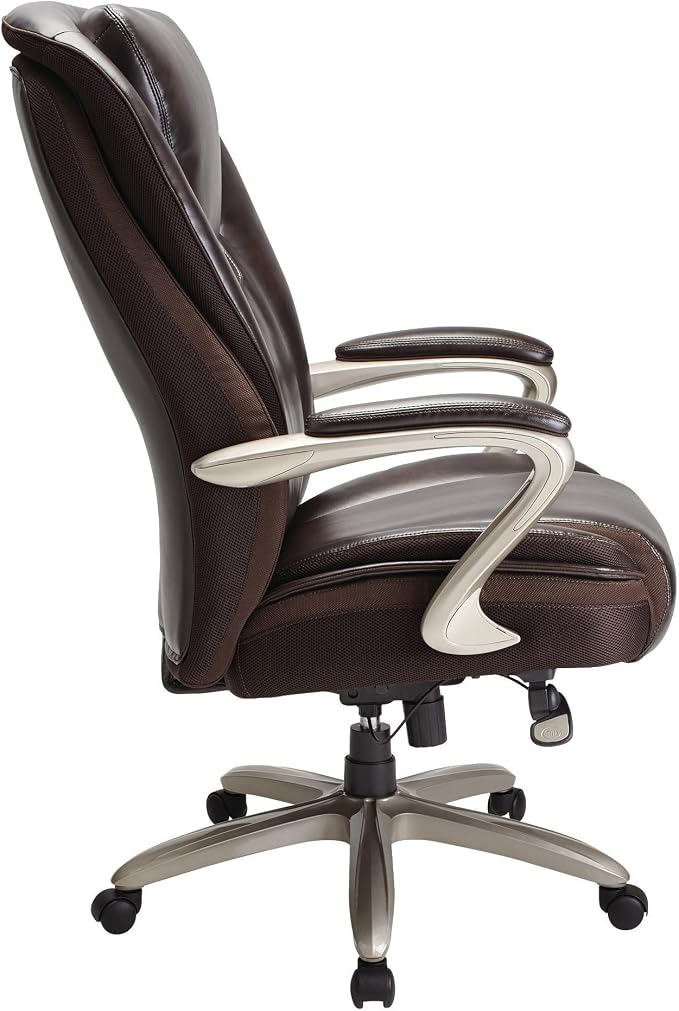 Serta® Smart Layers™ Hensley Big & Tall Ergonomic Bonded Leather High-Back Office Chair, Roasted Chestnut/Satin Nickel