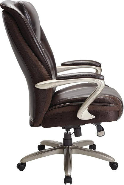 Serta® Smart Layers™ Hensley Big & Tall Ergonomic Bonded Leather High-Back Office Chair, Roasted Chestnut/Satin Nickel