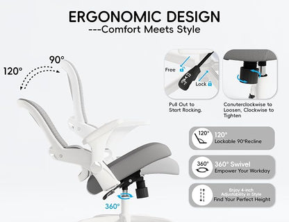 TRALT Ergonomic Office Chair - Comfy Desk Chair with Back Support, Home Office Desk Chairs, Computer Chair, 330lbs Wide Seat Big and Tall Office Chair for Executives (Grey)