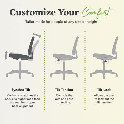 HON Wave High Back Ergonomic Mesh Office Chair with Adjustable Arms, Synchro‑Tilt Recline and Swivel Wheels, Desk and Computer Chair for Home Office or Workstation, Black