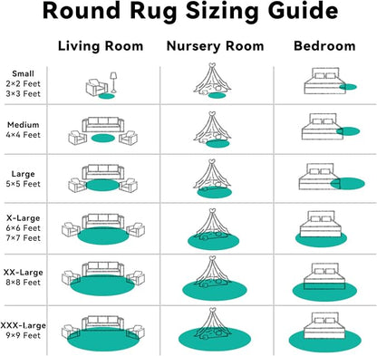 OLANLY Teal Green Round Rugs for Bedroom - Machine Washable, 2 ft Circle Area Rugs for Living Room, Soft and Fluffy Shaggy Carpet for Teen Girl and Boys, Nursery Rooms, Dorms, Home Decor Aesthetic