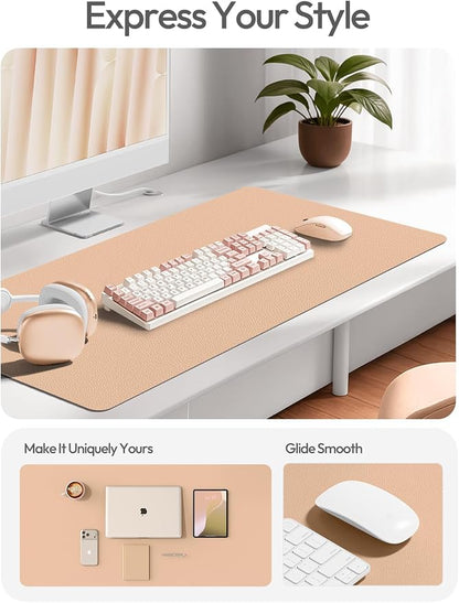 YSAGi Leather Desk Pad Protector, Office Desk Mat, Large Mouse Pad, Non-Slip PU Leather Desk Blotter, Laptop Desk Pad, Waterproof Desk Writing Pad for Office and Home (Latte,55" x 17.2")