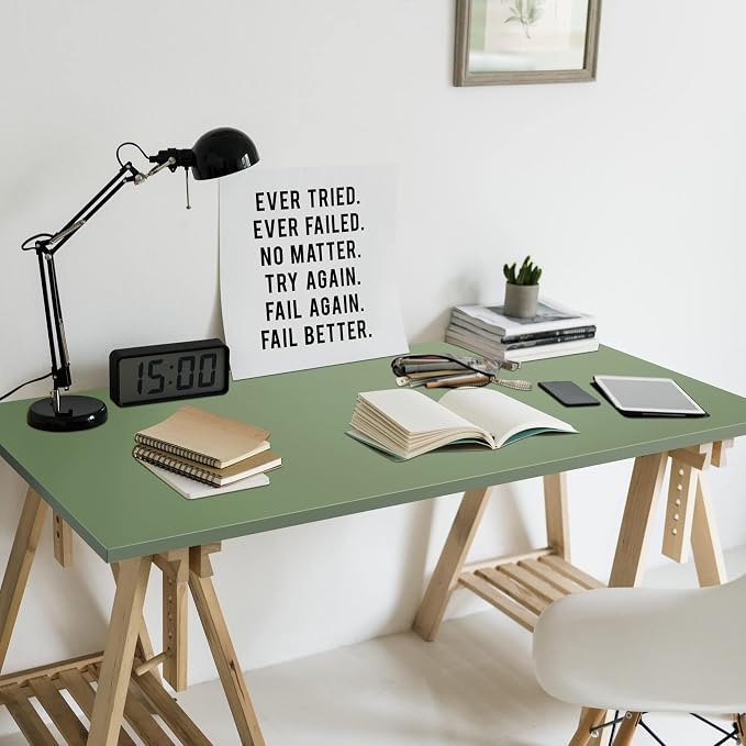 Kaboon Universal Table Top 45.67"x23.62", Solid One-Piece Desktop, Reversible Melamine Countertop, Double Desks, L-Desk DIY, Pastel Green