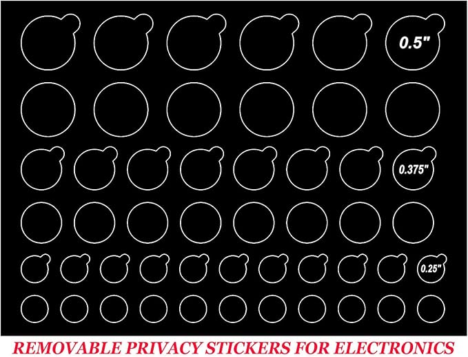 TINGYI Webcam/Camera Covers Privacy Stickers for Lens Privacy Protection- 3 Sizes 2 Styles - 100 Black Ultra Glossy Privacy Stickers -Removable and Reusable Laptop's Webcam Sticker