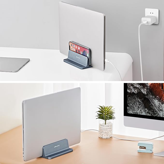 JARLINK Vertical Laptop Stand, Aluminum Laptop Holder Desktop Stand with Adjustable Dock Size (up to 17.3 inches) Compatible with All MacBook/Surface/Dell/Gaming Laptops (Gray)
