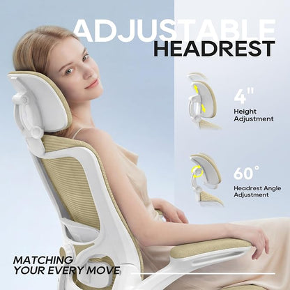 Ergonomic Office Chair for Long Hours, Padded Lumbar Support for Lower Back Relief, 330 lb Capacity, Comfortable Computer Desk Chair for Home Office, Computer & Study