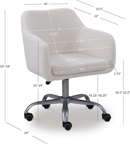 Linon Home Decor Products Linon Brooklyn Sherpa Office Chair, Ivory