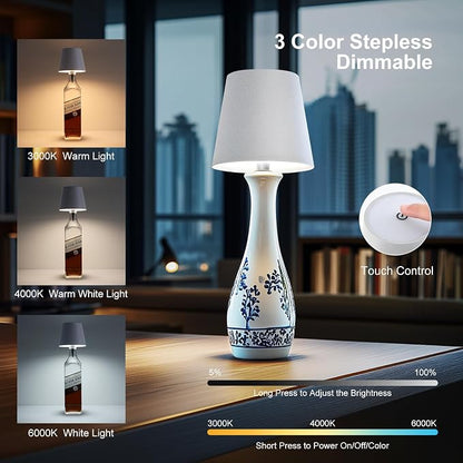 Wireless Bottle Lamp, 2025 New 3 Color Rechargeable Wine Bottle Lights for Bars Restaurants (Dark Green, 1PC)