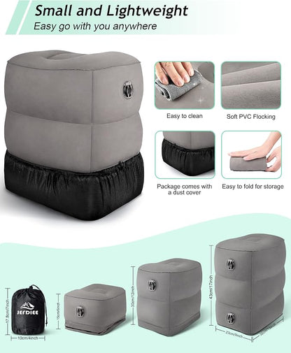 Inflatable Travel Foot Rest Pillow,Kids Airplane Bed,Adjustable Height Flight Pillow,Travel Essentials for Airplane,Office,Home,Trains,Cars