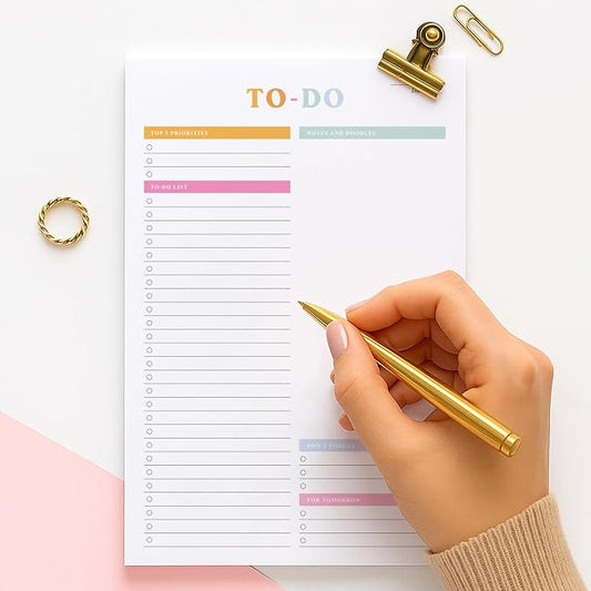 ThreeKin Collective To Do List Planner, Joyous Affair, 6 x 9 in, 50 Sheets, Daily Productivity Tear Off To List Notepad for Work, School & Home