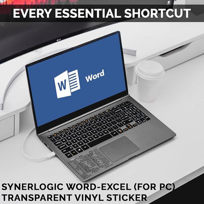 Synerlogic Word/Excel Windows Shortcut Sticker | Reference Guide Keyboard Shortcuts | Work from Home Essentials | Excel Shortcuts Cheat Sheet Laminated Vinyl (Clear/Small)