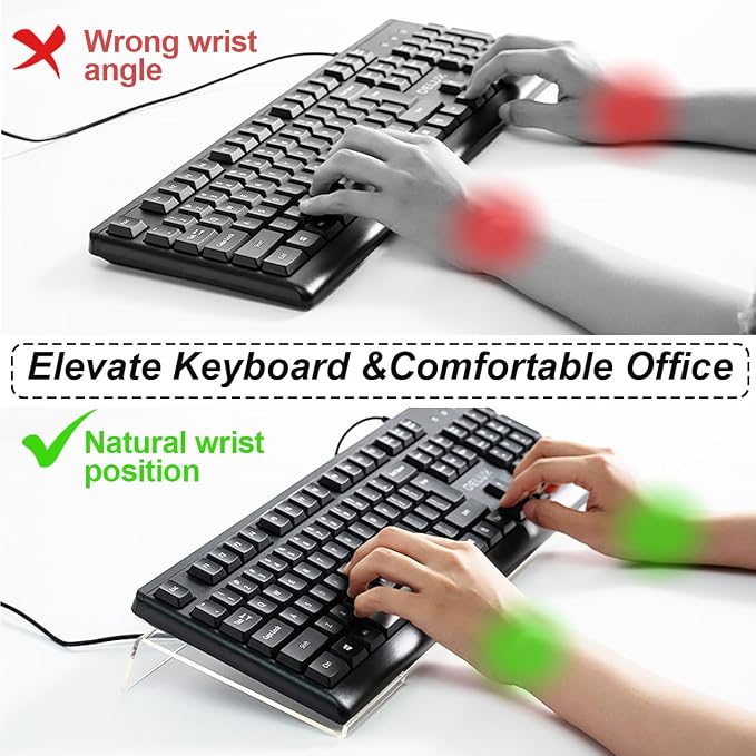 Keyboard Stand for Desk, 17 Inch Clear Ergonomic Keyboard Riser with Anti-Slip Silicone Strips, Sturdy Computer Keyboard Lift for Office Home Gaming Typing