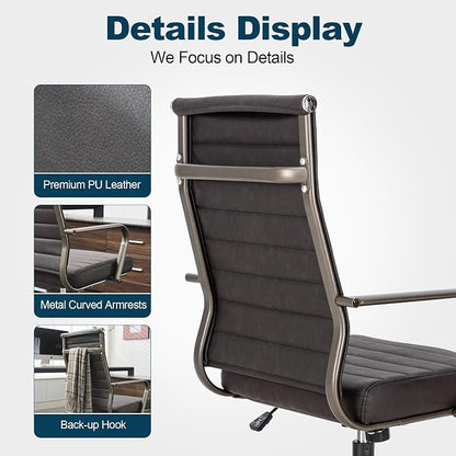Okeysen Office Desk Chair Conference Room Chairs Modern Ergonomic Executive Swivel Chair Adjustable Height PU Leather Home Desk Chair with Armrests Comfy Computer Task Chairs with Wheels (Retro Black)