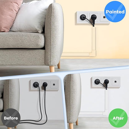 Cord Hider Kit 126in (8 x L15.7in) - ZhiYo Cable Covers for Wires on Wall, Wire Hider for Wall Mounted TV, White Cable Raceway, Paintable Cord Cover Cable Management for Home Office, W1.54in x H0.75in