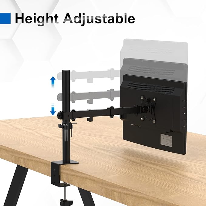 GRIFEMA Monitor Mount for 13-32 in, Single Monitor Arm, Up to 22 Lbs | Full Motion Adjustable Height, 360° Rotate, Tilt, Swivel, Easy Install, VESA 75/100 mm, Monitor Stand for Home Office Gaming