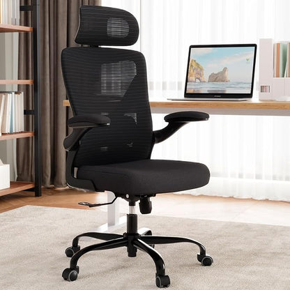 Ergonomic Office Chair - X-Shaped Computer Desk Chair Comfy, Gaming Chair, Office Chair with Lumbar Support, Mesh Office Chairs with Headrests, Desk Chair for Long Hours, Black Silver, Pack of 2