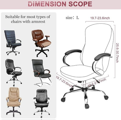 Tatuo 3 Pcs Computer Office Chair Cover Universal Rotating Chair Slipcovers Protector Removable Washable Office Armrest Covers with Zipper for High Back Seat Backrest (M,Argyle,Pink)