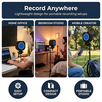 Professional Microphone Isolation Shield with Pop Filter,Reflection Filter for Recording Studios, Sound-absorbing Foam for Noise and Reflection Reduction for Recording,Singing,Podcasts,live stream