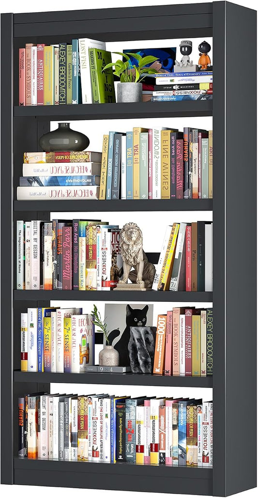 OSEILLC Bookshelf,61 Inch Tall 5-Tier Bookcase, Modern Bookshelves with Adjustable Shelves, Book Shelf for Home Office, Living Room, Garage, Minimalist Lifestyle & Small Space Living(Black)