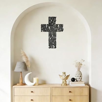 Christian Wall Art Christian Gifts For Women Men Black Metal Cross Wall Decor For Living Room,Bedroom,Bathroom,Office,Church,Farmhouse Crucifix Vintage Rustic Home Decor Inspirational Religious Gifts