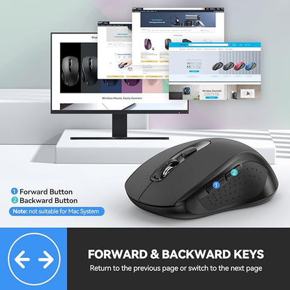 TECKNET Bluetooth Mouse (BT 5.0/3.0+2.4Ghz), 6-Level 4000 DPI Wireless Mice for Laptop, 2-in-1 Ergonomic Computer Portable PC Mouse, Silent Mouse with USB Receiver for Windows/Mac/PC/Notebook