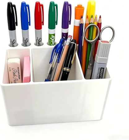 Adoric 3D Printed PLA Desk Organizer, Multifunctional Pen Holder with 7 Slots & 3 Compartments for Office, School, Makeup Brushes