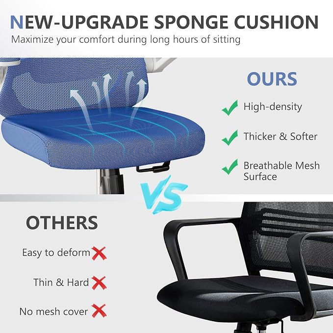 balmstar Ergonomic Office Chair Desk Chair - Mesh Computer Chair with 360° Swivel Wheels, Adjustable 90-130° Recline & Lumbar Support for Home Office, Supports up to 350lbs for Women, Teens