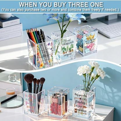 It's Fine I'm Fine Everything Is Fin Acrylic Makeup Brush Pencil Holder Cup, Funny Opossum Pen Holder Gifts For Friends Nurse, Office Sarcastic Gifts for Women Men Coworker, Desk Organizer