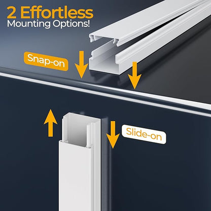 283.5in Cord Hider Wall, Cord Covers for 2-4 Wires on Wall, Premium Cable Hider Wire Covers for Cords on Wall, Easy Set-up Wire Hiders for TV on Walls, TV Cable Cover Raceway, W0.95 H0.55in, White