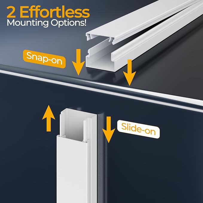 56.7in Cable Hider Cord Hider, Wire Covers for 1 Cord on Wall, Premium Cord Covers for Wires on Wall, Easy Set-up Wire Hider to Hide Tv Wires, Lamp, Speaker Cords, W0.59 H0.4in, White